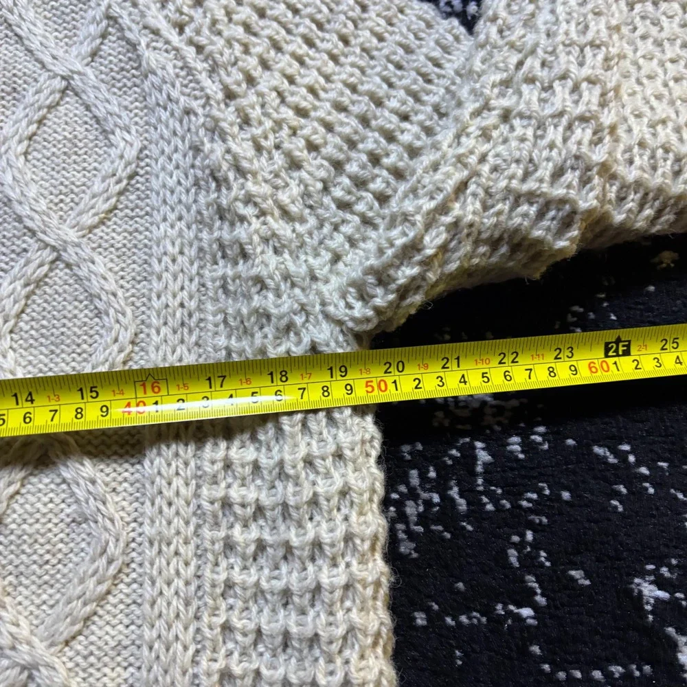 Vintage Quills Woollen Market Ireland Hand Knit Wool Cardigan Sweater L Unisex